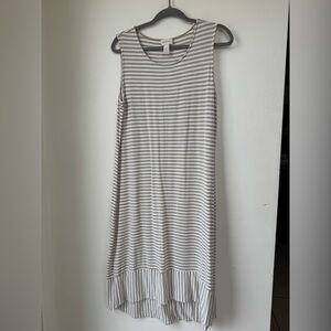 Chico's Striped Midi Dress in Gray and White
